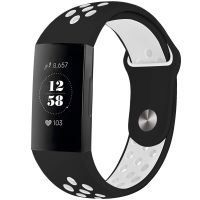 imoshion Bracelet sportif en silicone Fitbit Charge 3  /  4 - Noir / Blanc