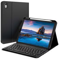 Accezz Étui de tablette portefeuille Bluetooth Clavier AZERTY iPad 10 (2022) 10.9 pouces - Noir