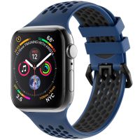 imoshion ﻿Boucle de bracelet de sport en silicone Apple Watch Series 1-9 / SE - 38/40/41mm - Bleu / Noir