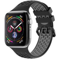 imoshion ﻿Boucle de bracelet de sport en silicone Apple Watch Series 1-9 / SE - 38/40/41 mm / Series 10 - 42 mm - Noir / Gris