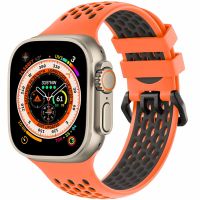 imoshion ﻿Boucle de bracelet de sport en silicone Apple Watch Series 1-10 / SE / Ultra (2) - 42/44/45/46/49 mm - Orange / Noir