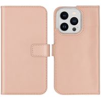 Selencia Étui de téléphone portefeuille en cuir véritable iPhone 14 Pro - Dusty Pink