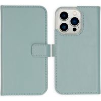 Selencia Étui de téléphone portefeuille en cuir véritable iPhone 14 Pro - Air Blue