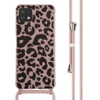 iMoshion Coque design en silicone avec cordon Samsung Galaxy A22 (5G) - Animal Pink