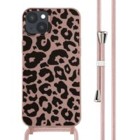 imoshion Coque design en silicone avec cordon iPhone 14 Plus - Animal Pink