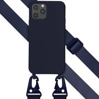 Selencia Coque silicone avec cordon amovible iPhone 12 (Pro) - Bleu foncé