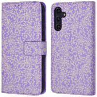 iMoshion ﻿Étui de téléphone portefeuille Design Samsung Galaxy A14 (5G/4G) - Purple White Flowers