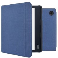 imoshion Étui de liseuse portefeuille Canvas Sleepcover avec support Kobo Sage / Tolino Epos 3 - Bleu foncé