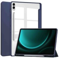 iMoshion Coque tablette rigide Trifold Samsung Tab S9 FE Plus / Tab S9 Plus 12.4 pouces - Bleu foncé