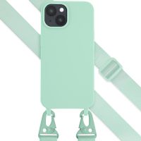 Selencia Coque silicone avec cordon amovible iPhone 15 - Turquoise