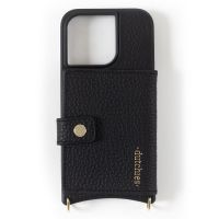 Dutchies Coque MagSafe avec porte-cartes iPhone 12 / 12 Pro - Convient pour Cordon de téléphone universel - Noir