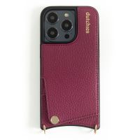 Dutchies Coque avec porte-cartes iPhone 14 Pro  - Convient pour Cordon de téléphone universel - Ruby