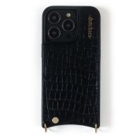 Dutchies Coque avec porte-cartes iPhone 16  - Convient pour Cordon de téléphone universel - Crocodile Chic