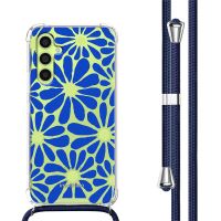 iMoshion Coque Design avec cordon Samsung Galaxy A34 - Cobalt Blue Flowers Connect