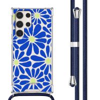 iMoshion Coque Design avec cordon Samsung Galaxy S23 Ultra - Cobalt Blue Flowers Connect