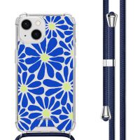 iMoshion Coque Design avec cordon iPhone 13 - Cobalt Blue Flowers Connect