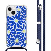 iMoshion Coque Design avec cordon iPhone 14 - Cobalt Blue Flowers Connect