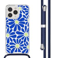 iMoshion Coque Design avec cordon iPhone 15 Pro Max - Cobalt Blue Flowers Connect