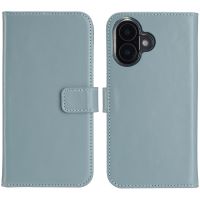 Selencia Étui de téléphone portefeuille en cuir véritable iPhone 16 Plus - Air Blue