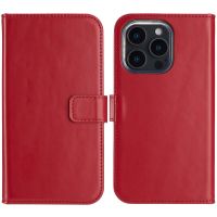 Selencia Étui de téléphone portefeuille en cuir véritable iPhone 16 Pro - Rouge