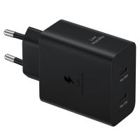 Samsung Chargeur rapide Galaxy avec deux ports USB-C - Inclus câble USB-C - 50 Watts - Noir