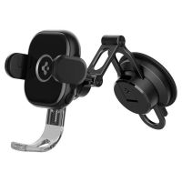 Spigen OneTap Support de Téléphone Pare-brise/Tableau de Bord - Charge sans Fil - Universel - Noir