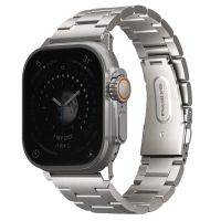 Uniq Osta Bracelet en Acier avec Maillons Auto-Ajustables Apple Watch 1-9 / SE / Ultra (2) - 42/44/45/49 mm - Titanium Silver