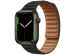 Apple Leather Link Apple Watch Series 1-10 / SE / Ultra (2) - 42/44/45/46/49 mm - Taille M/L - Midnight