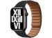 Apple Leather Link Apple Watch Series 1-10 / SE / Ultra (2) - 42/44/45/46/49 mm - Taille M/L - Midnight