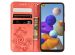 Etui de téléphone Fleurs de Trèfle Galaxy A21s - Orange