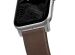 Nomad Bracelet en cuir moderne Apple Watch Series 1-9 / SE - 38/40/41 mm / Series 10 - 42 mm - Marron/Argent