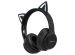 imoshion Casque pour enfants Bluetooth LED oreilles de chat - Casque sans fil + Câble AUX - Noir