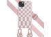 Selencia ﻿Coque design en silicone avec cordon amovible iPhone 14 Plus - Irregular Check Sand Pink