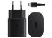 Samsung Original câble USB-C vers USB-C - 1 mètre - 25 Watt - Noir + Original l'Adapteur de charge radpide USB-C emballage d'usine - 25 Watt - Noir