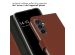 Selencia Étui de téléphone en cuir véritable iPhone Samsung Galaxy S23 FE - Bleu foncé