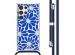 imoshion Coque Design avec cordon Samsung Galaxy S22 Ultra - Cobalt Blue Flowers Connect