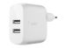 Belkin Boost↑Charge™ Dual USB Wall Charger iPhone 6s Plus + câble Lightning - 24W - Blanc