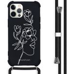 imoshion Coque Design avec cordon iPhone 12 (Pro) - Woman Flower Black