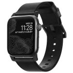 Nomad Bracelet en cuir moderne Apple Watch Series 1-10 / SE / Ultra (2) - 42/44/45/46/49 mm - Noir/Noir