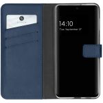 Selencia Étui de téléphone portefeuille en cuir véritable S21 FE - Bleu