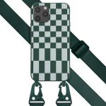 Selencia ﻿Coque design en silicone avec cordon amovible iPhone 12 (Pro) - Irregular Check Green