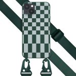 Selencia ﻿Coque design en silicone avec cordon amovible iPhone 14 Plus - Irregular Check Green