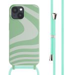 imoshion Coque design en silicone avec cordon iPhone 15 - Retro Green