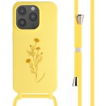 iMoshion Coque design en silicone avec cordon iPhone 15 Pro - Flower Yellow