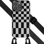 Selencia ﻿Coque design en silicone avec cordon amovible iPhone 15 Pro Max - Irregular Check Black