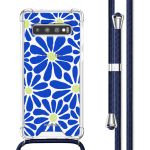 imoshion Coque Design avec cordon Samsung Galaxy S10 - Cobalt Blue Flowers Connect