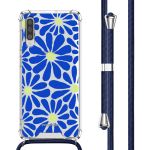 imoshion Coque Design avec cordon Samsung Galaxy A50 - Cobalt Blue Flowers Connect