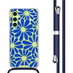 imoshion Coque Design avec cordon Samsung Galaxy A34 - Cobalt Blue Flowers Connect