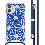 iMoshion Coque Design avec cordon iPhone 12 Mini - Cobalt Blue Flowers Connect
