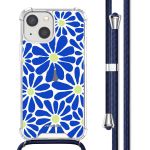 iMoshion Coque Design avec cordon iPhone 13 Mini - Cobalt Blue Flowers Connect